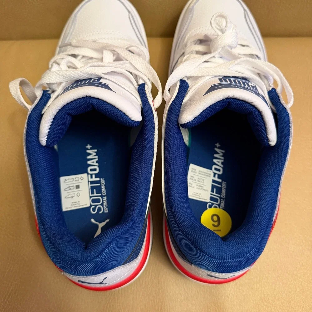 Puma Rebound Retro Mens White Blue Red Sneakers 400197-05 Size 9 - Picture 12 of 16
